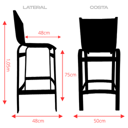 Banqueta de Alumínio e Tela Sling Marrom 75cm de Altura Ao Assento - 4