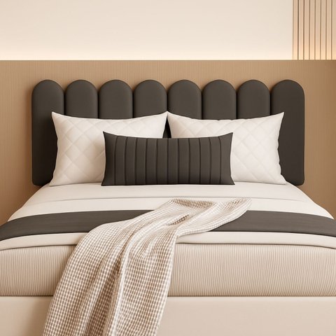 Cabeceira Nuvem Estofada Queen Size 8 Placas em Suede 45cm:chumbo