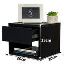 Ver imagem 2 de Mesa de Cabeceira Criado Preto 30cm Estilo Suspensa com Gaveta Superior e Nicho para Quarto Decoraçã