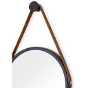 Ver imagem 3 de Espelho Redondo Adnet 40cm Suspenso Moderno Luxo - Preto | Alça Marrom