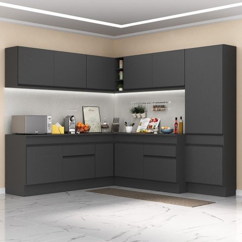 Armário De Cozinha Completa De Canto Mp2102.895 Preto