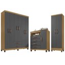 Ver imagem 2 de Kit Guarda Roupa Quarto Casal Cômoda Multiuso Freijó Grafite