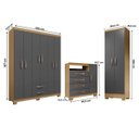 Ver imagem 3 de Kit Guarda Roupa Quarto Casal Cômoda Multiuso Freijó Grafite