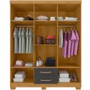 Ver imagem 5 de Kit Guarda Roupa Quarto Casal Cômoda Multiuso Freijó Grafite