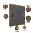 Ver imagem 4 de Kit Guarda Roupa Quarto Casal Cômoda Multiuso Freijó Grafite