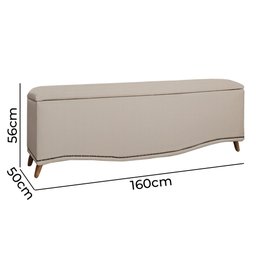 Calçadeira Sapateira Baú Holanda 1,60 Linho Capuccino - Star Confort - 6