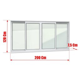 Janela Elite 4 Folhas Moveis 120 X 200 Vidro Liso - 6