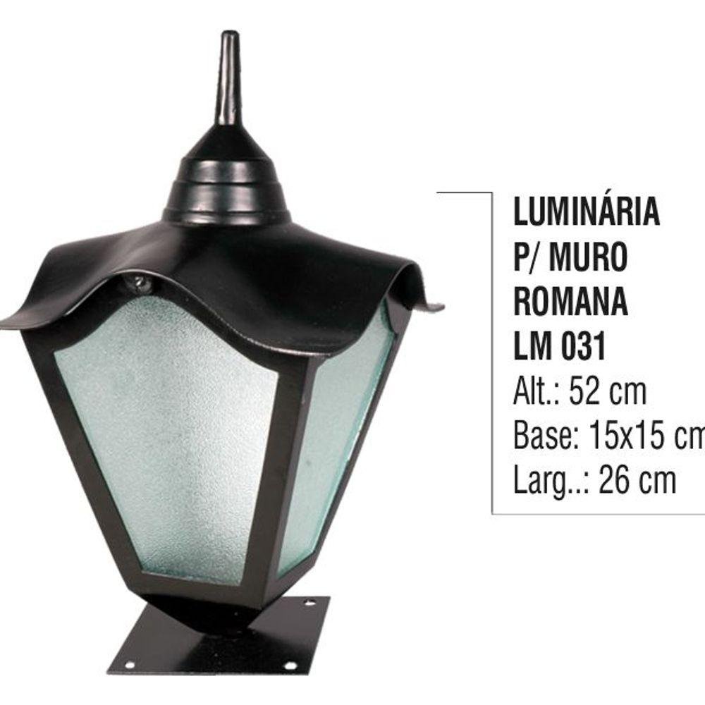 Luminária Colonial para Muro Romana em Alumínio e Vidro - 3