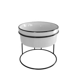 Comedouro Elevado com Pote de Porcelana 300ml Borda Preta - 1