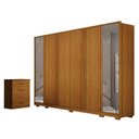Ver imagem 1 de Guarda Roupa Casal Ares 6 Portas com Espelho Cinamomo com Cômoda Rubi 4 Gavetas Cinamomo – Leifer