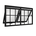 Ver imagem 1 de Janela Maxim Ar 2 Seções Aluminio Preto com Grade Linha 25 - 40x120