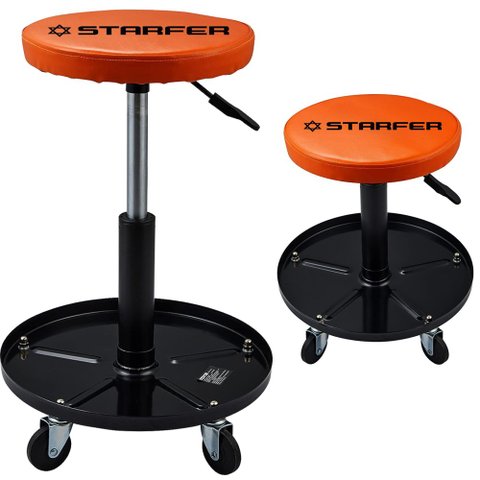 Banqueta Banquinho para Mecânico Assento Giratório 100Kg com Rodas - Starfer