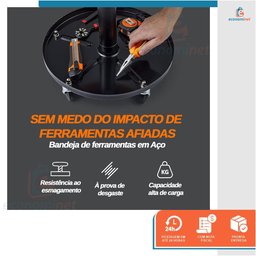 Banqueta Banquinho para Mecânico Assento Giratório 100Kg com Rodas - Starfer - 4