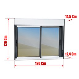 Janela Elite 2 Folhas Moveis com Persiana Integrada 120 X 120 Vidro Reflex - 6