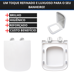 Tampa de Vaso Sanitário Lirio para Bacia Fiori Fecha Suave e Click Soft Close com Amortecedor 1.6gpf - 4