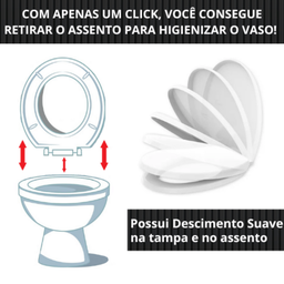 Tampa de Vaso Sanitário Lirio para Bacia Fiori Fecha Suave e Click Soft Close com Amortecedor 1.6gpf - 7