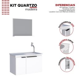 Kit Gabinete Quartzo Madeira p/ Banheiro COZIMAX - Branco - 3