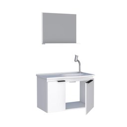 Kit Gabinete Quartzo Madeira p/ Banheiro COZIMAX - Branco - 1