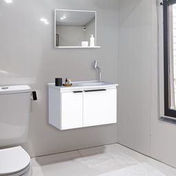 Kit Gabinete Quartzo Madeira p/ Banheiro COZIMAX - Branco - 2