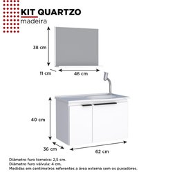 Kit Gabinete Quartzo Madeira p/ Banheiro COZIMAX - Branco - 4