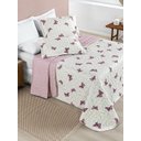 Ver imagem 1 de Cobre Leito Borboletas King 03 Peças Micropercal 200 Fios Dupla Face Rosa/marsala