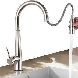 Torneira Gourmet Monocomando para Cozinha Bancada Pia Aço Cromado Bica Alta Bico Extensível Flexivel - 1