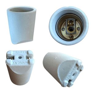 Kit 5 Soquetes de Porcelana Reto para Lâmpada Base E27