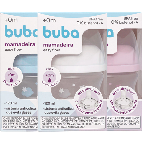 Mamadeira Easy Flow Nuvem Azul 120ml Buba