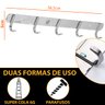 Suporte Embralumi Cabide 5 Ganchos Pendurar Multiuso Parede Aço Inox - 5