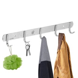 Suporte Embralumi Cabide 5 Ganchos Pendurar Multiuso Parede Aço Inox - 6