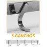 Suporte Embralumi Cabide 5 Ganchos Pendurar Multiuso Parede Aço Inox - 4