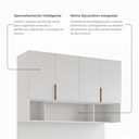 Ver imagem 6 de Ponte Modulada Cabeceira Aérea Casal 4 Portas 150cm 100% MDF Clean Altezza