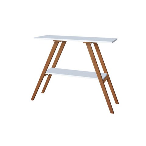 Aparador Cantinho do Café Pés Madeira Prateleiras MDF Branco