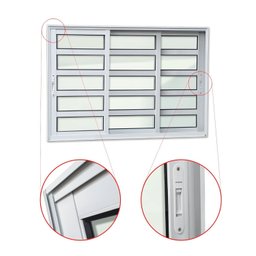 Janela Elite com Travessas 3 Folhas Moveis Sequenciais 100 X 150 Vidro Liso - 2