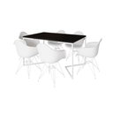 Ver imagem 6 de Mesa Industrial Jantar Preta 137X90Cm Base V Com 6 Poltronas Brancas Ferro Branco Preto