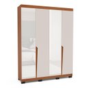 Ver imagem 2 de Roupeiro Solteiro Porto 4 Portas com Espelho 161x214cm Freijó/Creme 240847