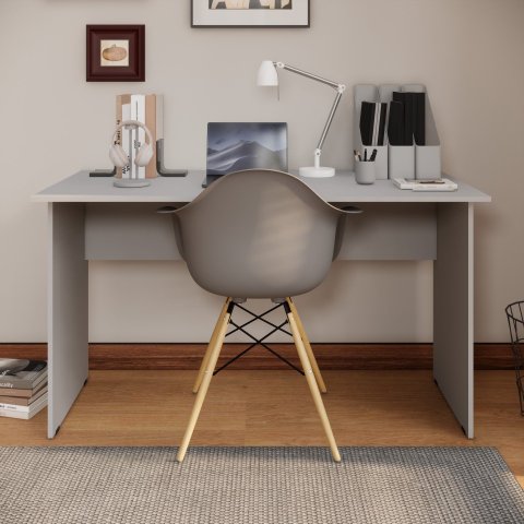 Mesa Retangular New City Pé Painel 135 cm Cinza Cristal Gebb Work