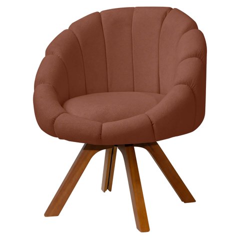 Poltrona Decorativa Orgânica Flora Base Giratória Bouclê - Sofa Store:bouclê Terracota