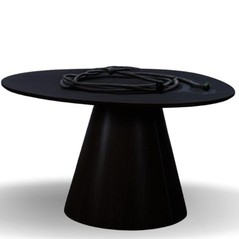 Mesa Cone Redonda Orgânica em Ébano 160cm