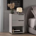 Ver imagem 5 de Mesa de Cabeceira 2 Gavetas Toledo Cinza Claro MDF Casamia