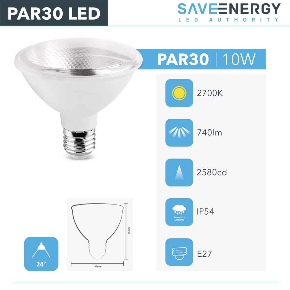 Kit 16 Spot Embutir Quadrado Recuado Par30 Branco + Lâmpada Led 10w 2700k - 7