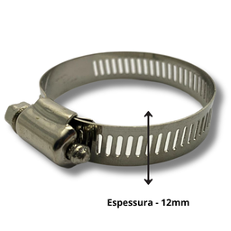 Kit 2 Un Abraçadeira Regulagem 27mm até 51mm Rosca 2,7 À 5cm Metal 12mm Espessura Aço para Mangueira - 2