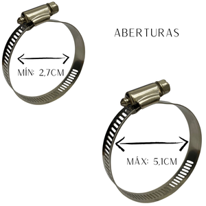 Kit 2 Un Abraçadeira Regulagem 27mm até 51mm Rosca 2,7 À 5cm Metal 12mm Espessura Aço para Mangueira