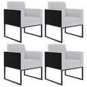Ver imagem 1 de Kit 4 Poltronas Decorativas Sala Base Fixa Metal Helô L02 Linho Cinza Couríssimo Preto - Lyam
