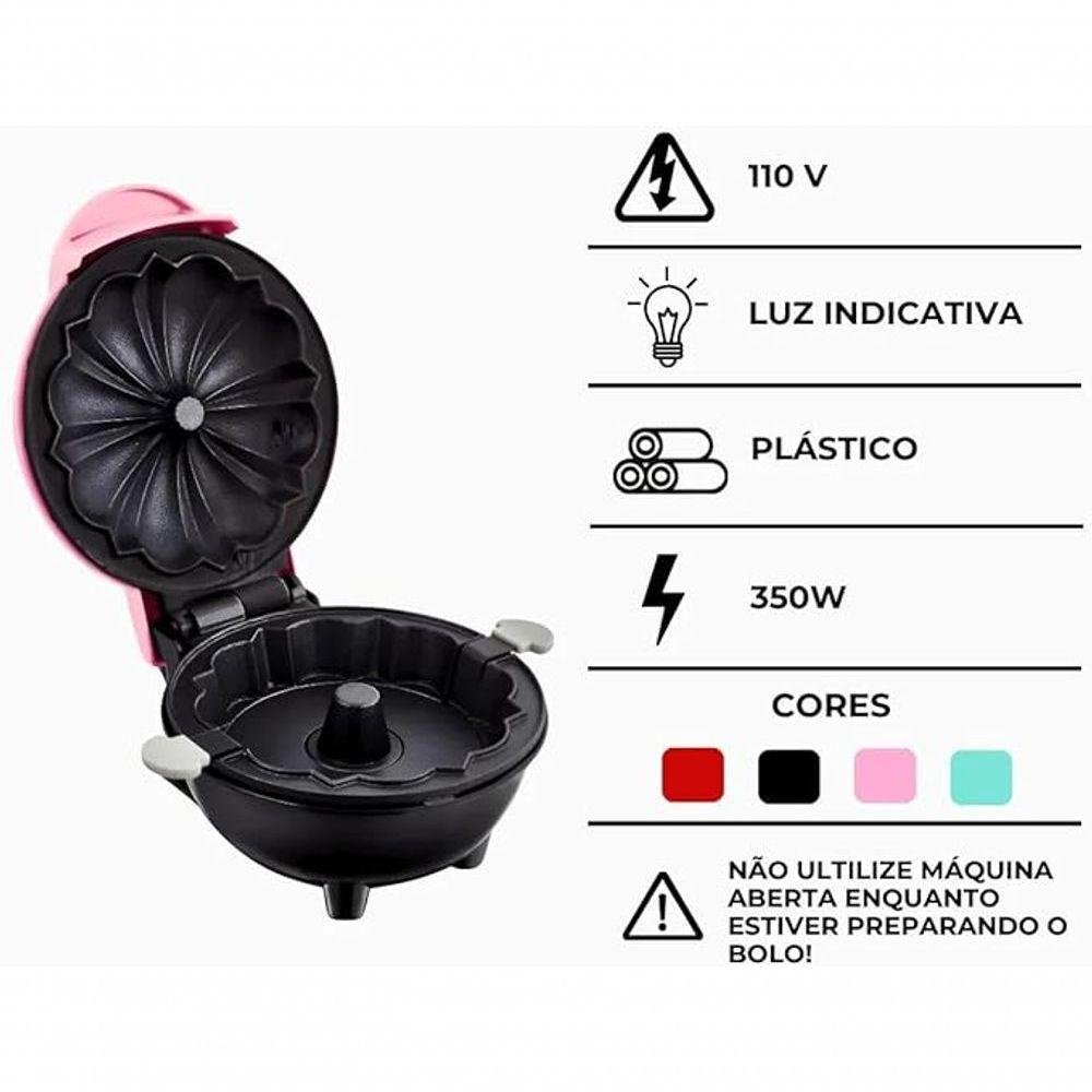 Mini Máquina de Bolo Caseiro Antiaderente e Portátil 110v Rosa - 4