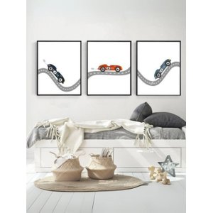 Kit 3 Quadros Decorativos Infantil Carros No2