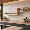 Ver imagem 1 de Armário Aéreo Duplo 100% MDF 2 Portas 200cm Carménère Amêndoa / Off White Ronipa