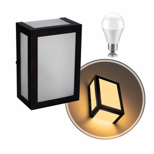 Arandela Alumino Externa 5 Vidros Preto + Led A60 12w Br. Quente St2777