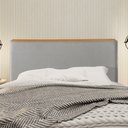 Ver imagem 1 de Cabeceira Cama Box Casal 1,40m Estofada Detalhe em Madeira Java Linho Cinza