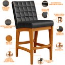 Ver imagem 4 de Kit 02 Banquetas Baixa Cozinha Bancada Bar Sala Jantar Fixa Mila L02 Couríssimo Preto - Lyam Decor B